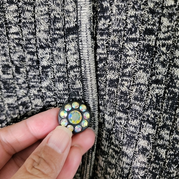 Exclusively MISOOK Marled Black Sparkle Button-Up Long Sleeve Collared Jacket XL - Picture 7 of 12